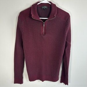 Express Men’s Burgundy/Gray Ribbed Sweater 100% Cotton Quarter-Zip Men’s Large